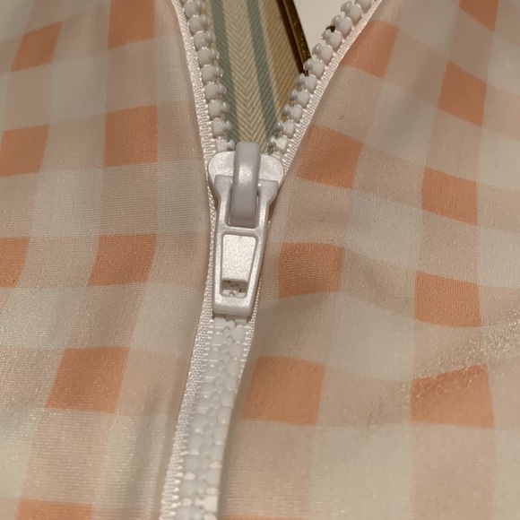 FOR LOVE & LEMONS ZIPPER FRONT SOFT PINK CHECK ONE PIECE SWIMSUIT SIZE SMALL - Picture 9 of 15